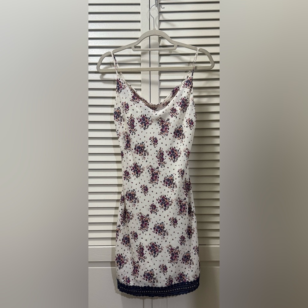 Skies Are Blue Floral Lace Trim Dress Cami Mini